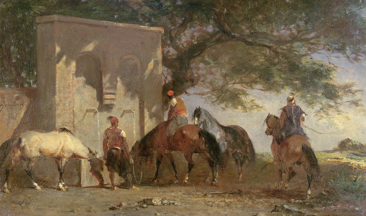 Araber tränken ihre Pferde, ca. 1865-75 von Eugène Fromentin