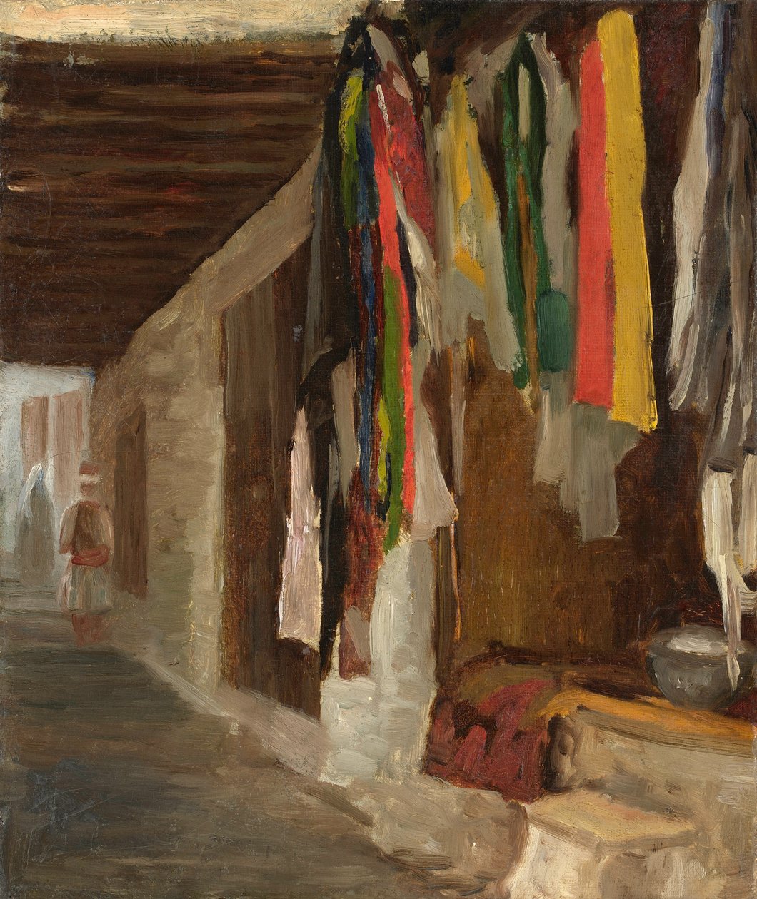 Die Färbereien im Souk, Algier von Eugene Isabey