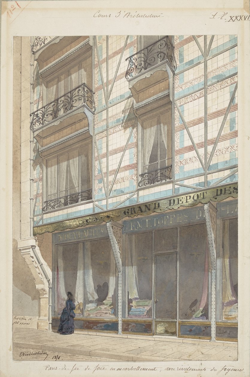 Eisenrahmenhaus mit glasierten Tonverkleidungen von Eugène Viollet le Duc
