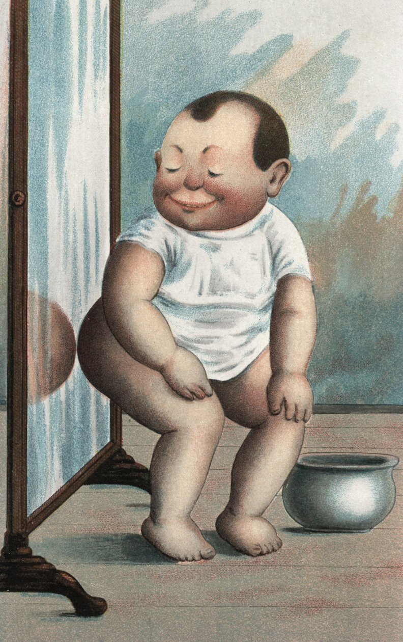 Baby mit einem Spiegel von European School