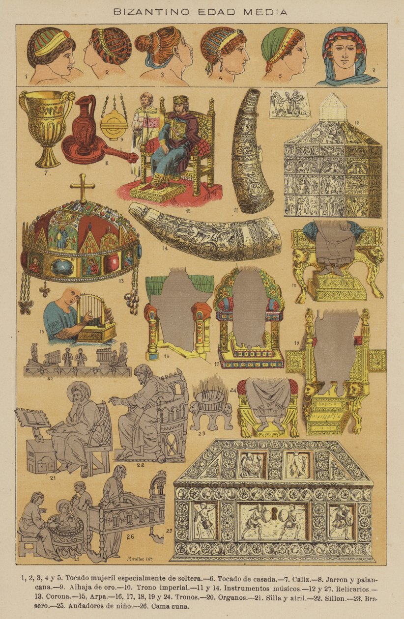 Byzantinisches Mittelalter (Farblithografie) von European School