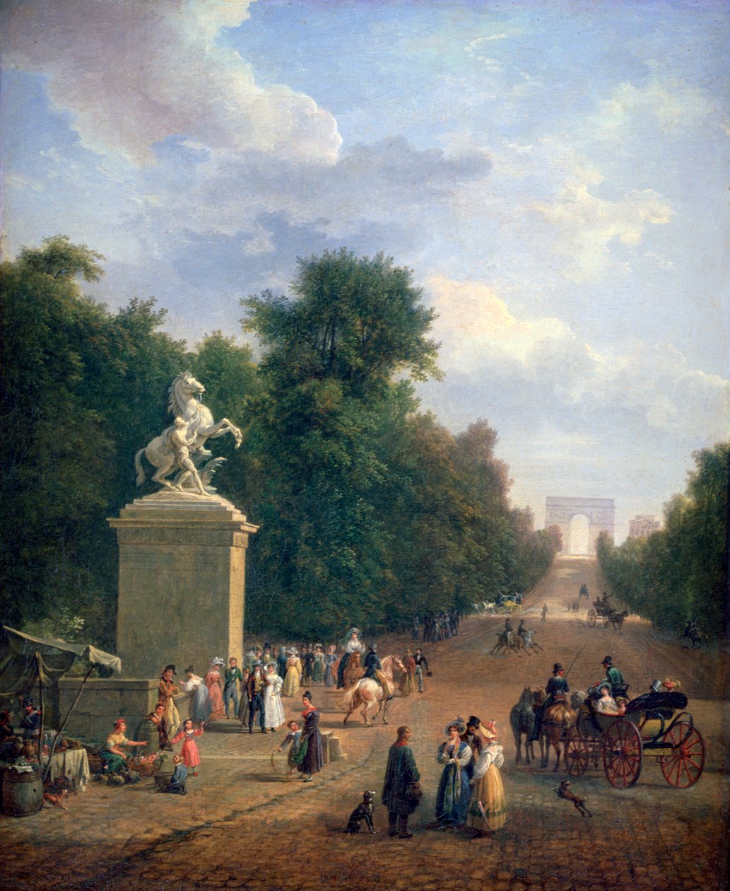 Der Eingang zu den Champs-Élysées, um 1804-1836 von Eustache Francois Duval
