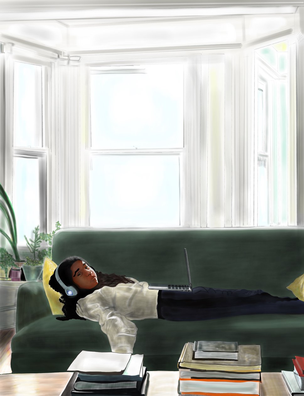 Ava auf der Couch, Brooklyn von Evan Sklar