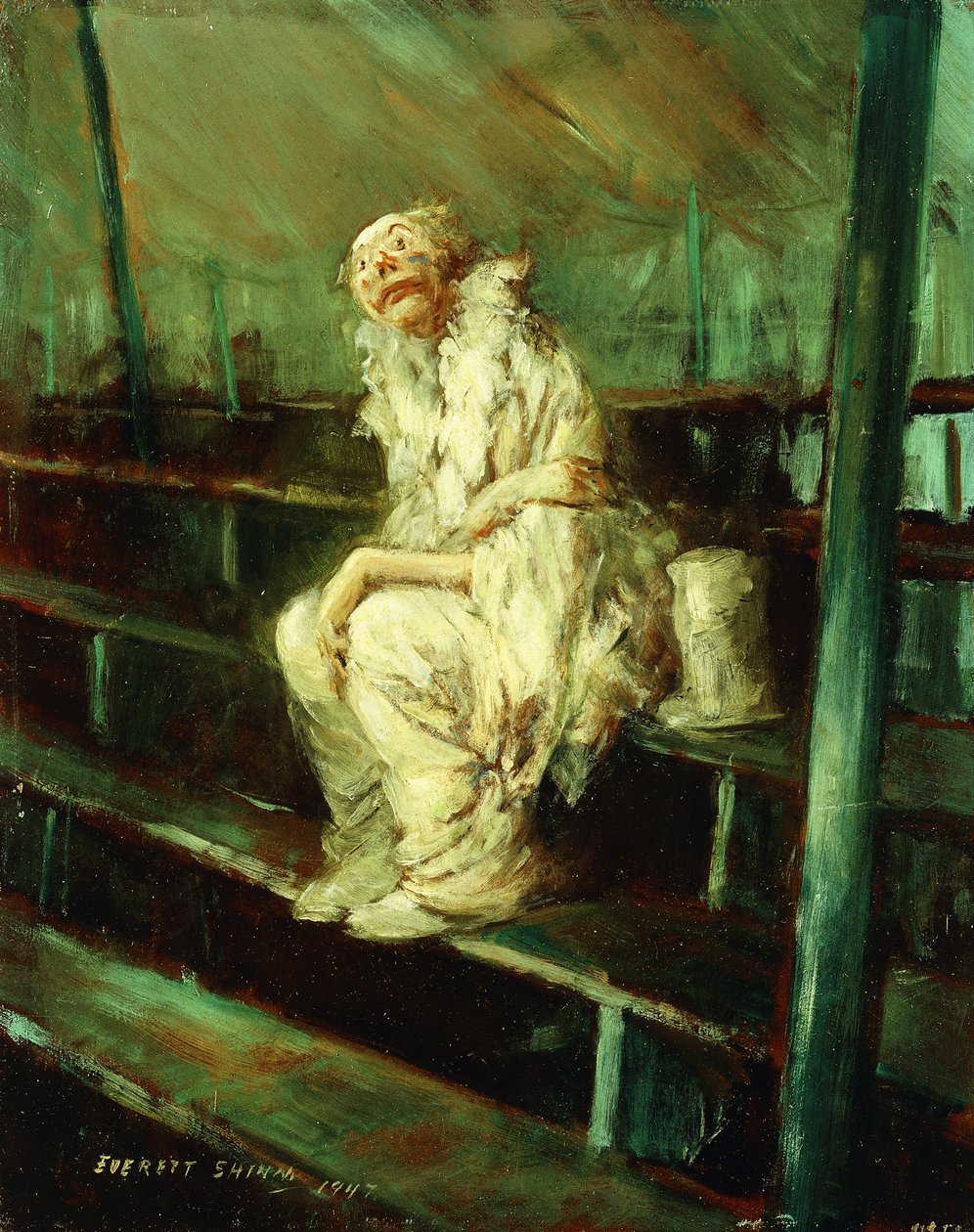 Clown auf leeren Sitzen von Everett Shinn