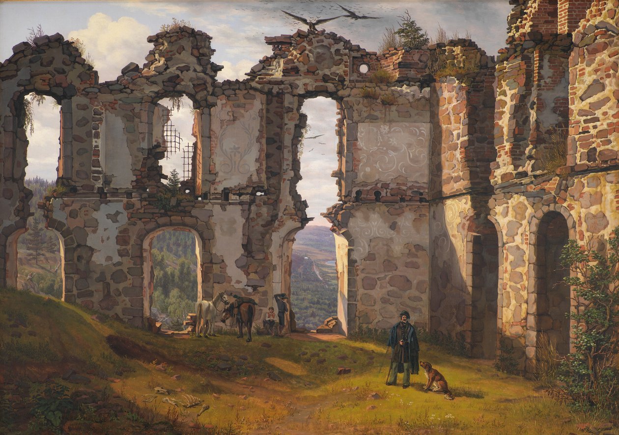 Die Ruinen von Brahehus bei Jönköping, Schweden von F. Sødring