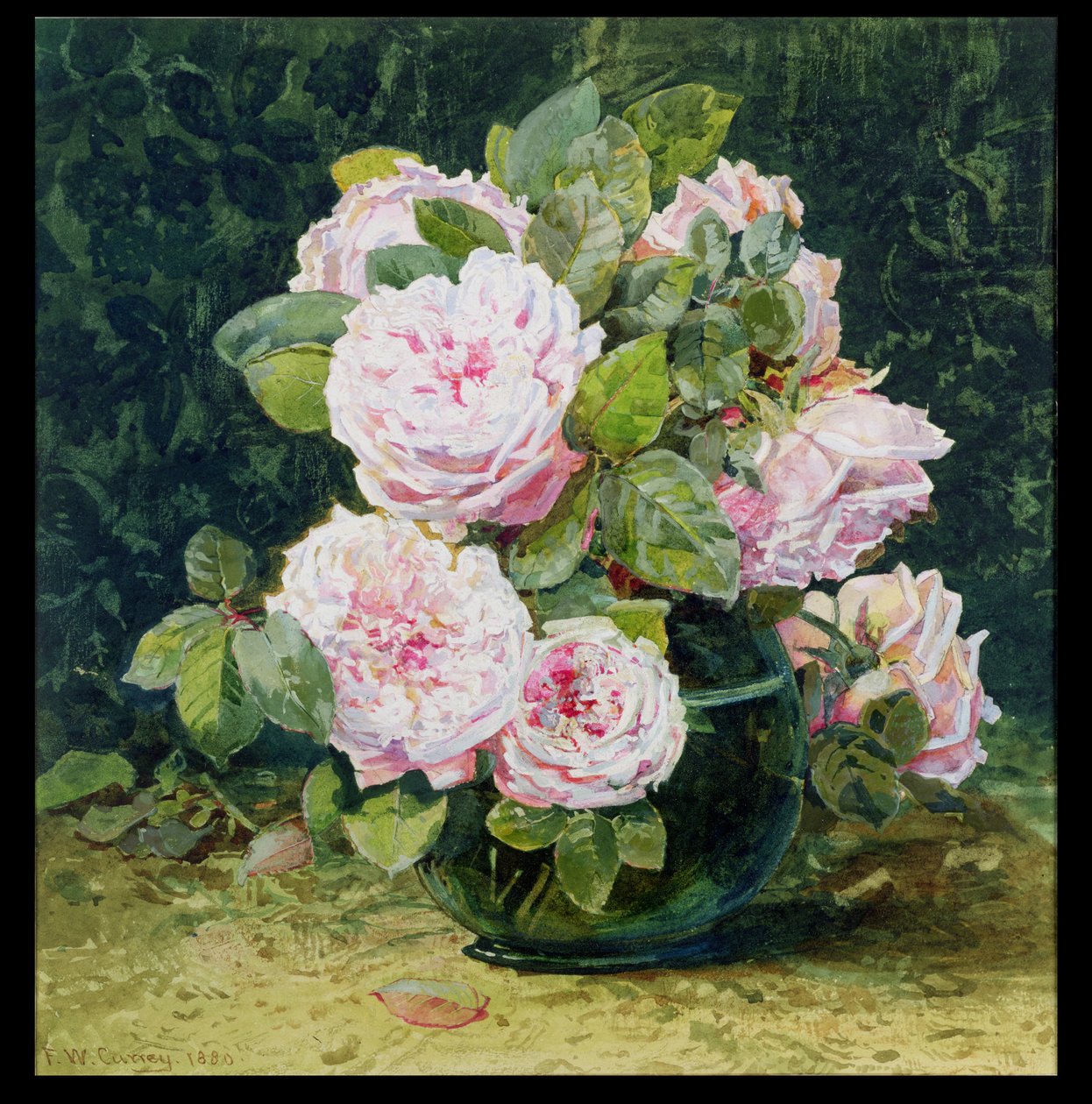 Rosen in einer grünen Schale, 1880 von Fanny W. Currey