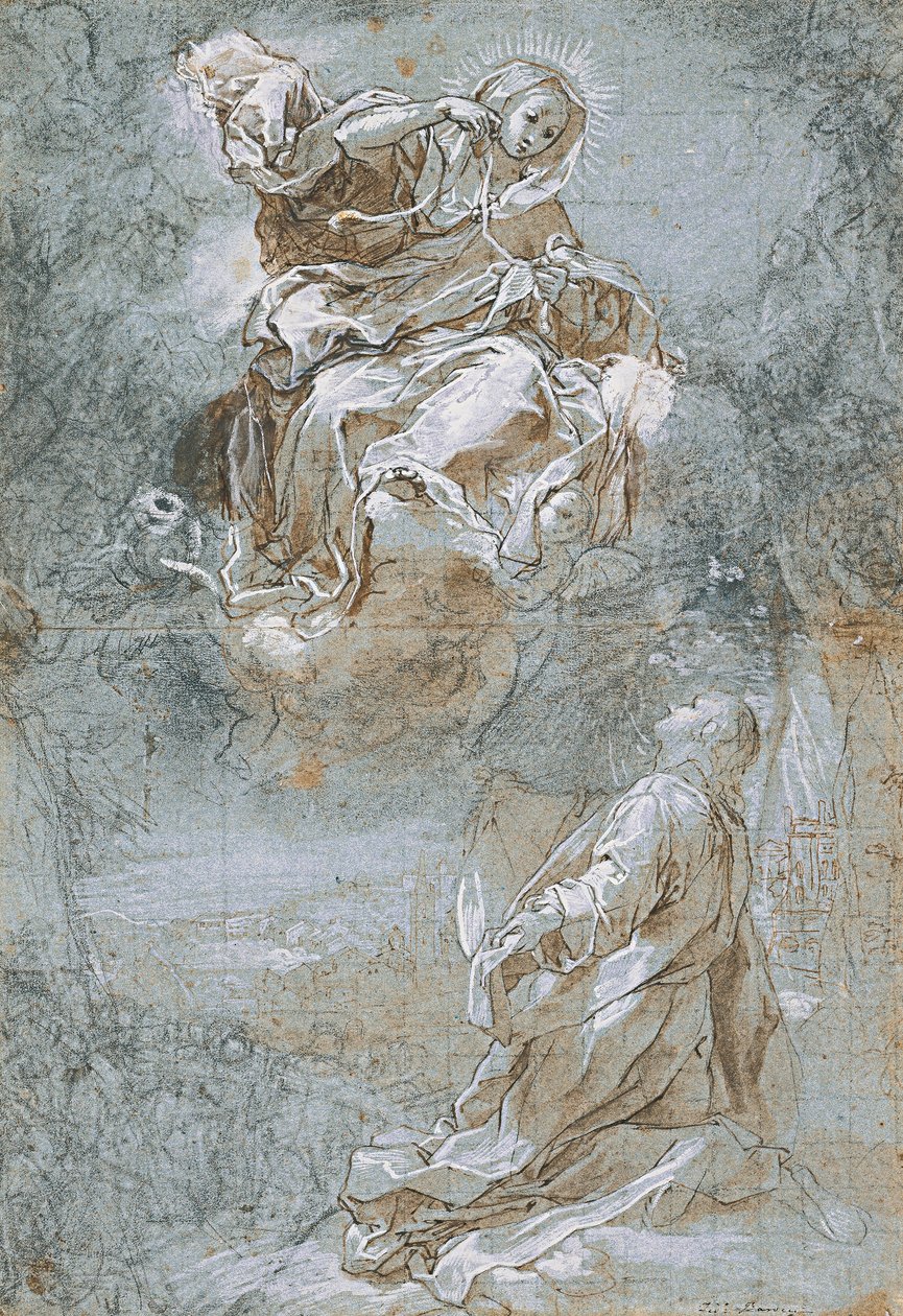Das Wunder des heiligen Gürtels (recto), ca. 1600-1610 von Federico Barocci