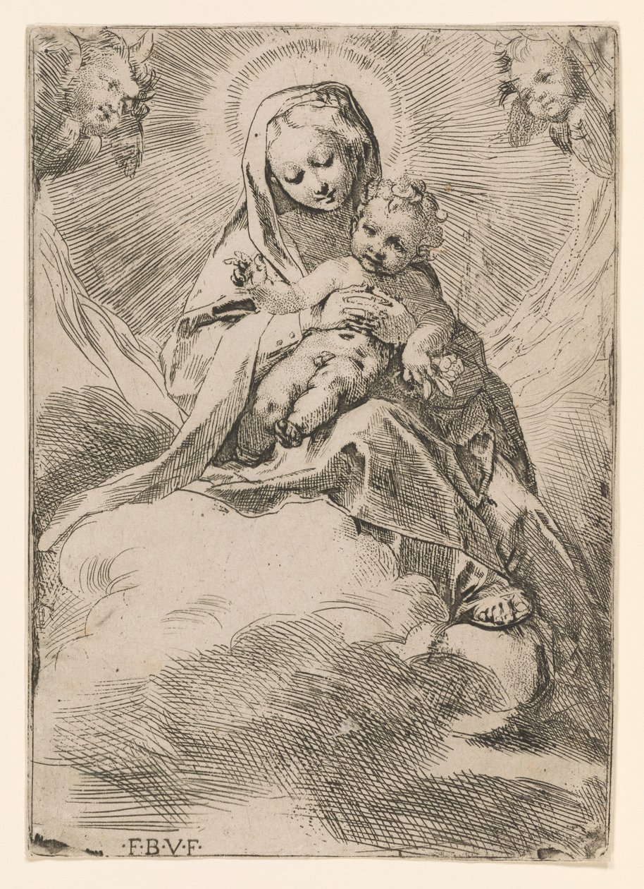 Jungfrau und Kind in den Wolken von Federico Barocci