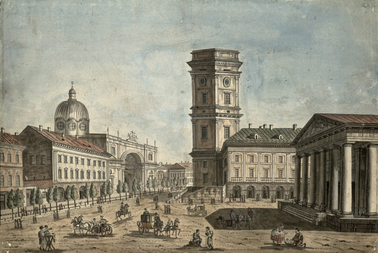 Ansicht des Newski-Prospekts, St. Petersburg, 1810 von Fedor Aleksandrovich Vasiliev