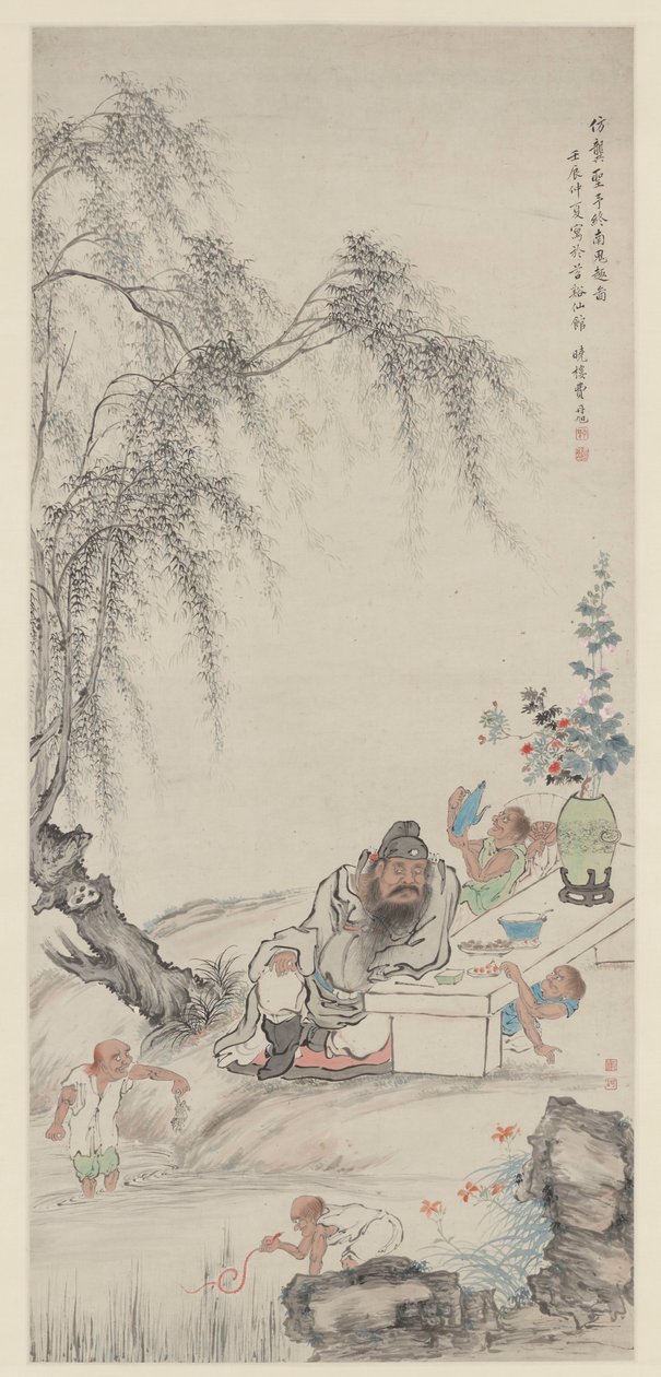 Zhong Kui und seine Assistenten unter Weiden von Fei Danxu