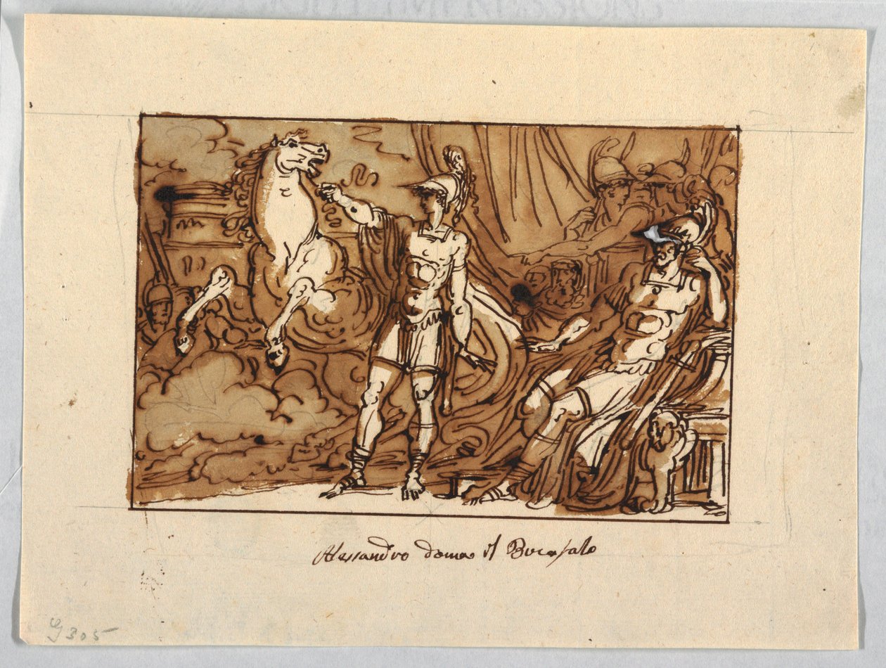 Alexander der Große zähmt Bucephalus von Felice Giani