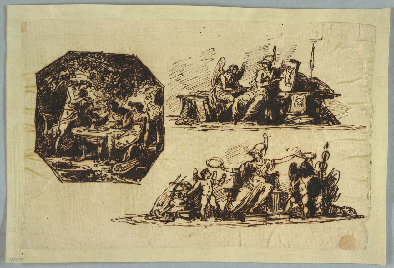 Bacchus, Apollo und Mnemosine; Minerva mit Trophäen von Felice Giani
