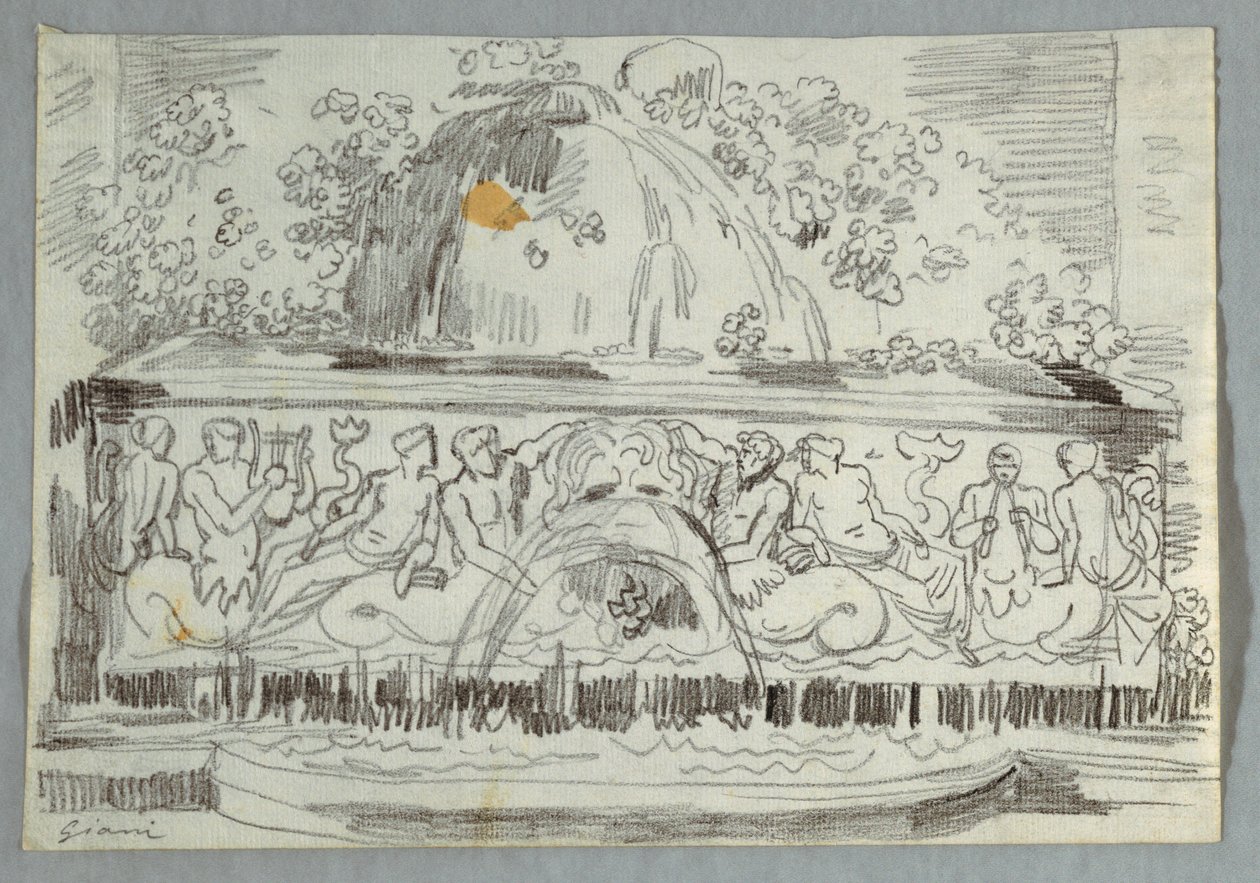 Entwurf für einen Brunnen mit Triton von Felice Giani