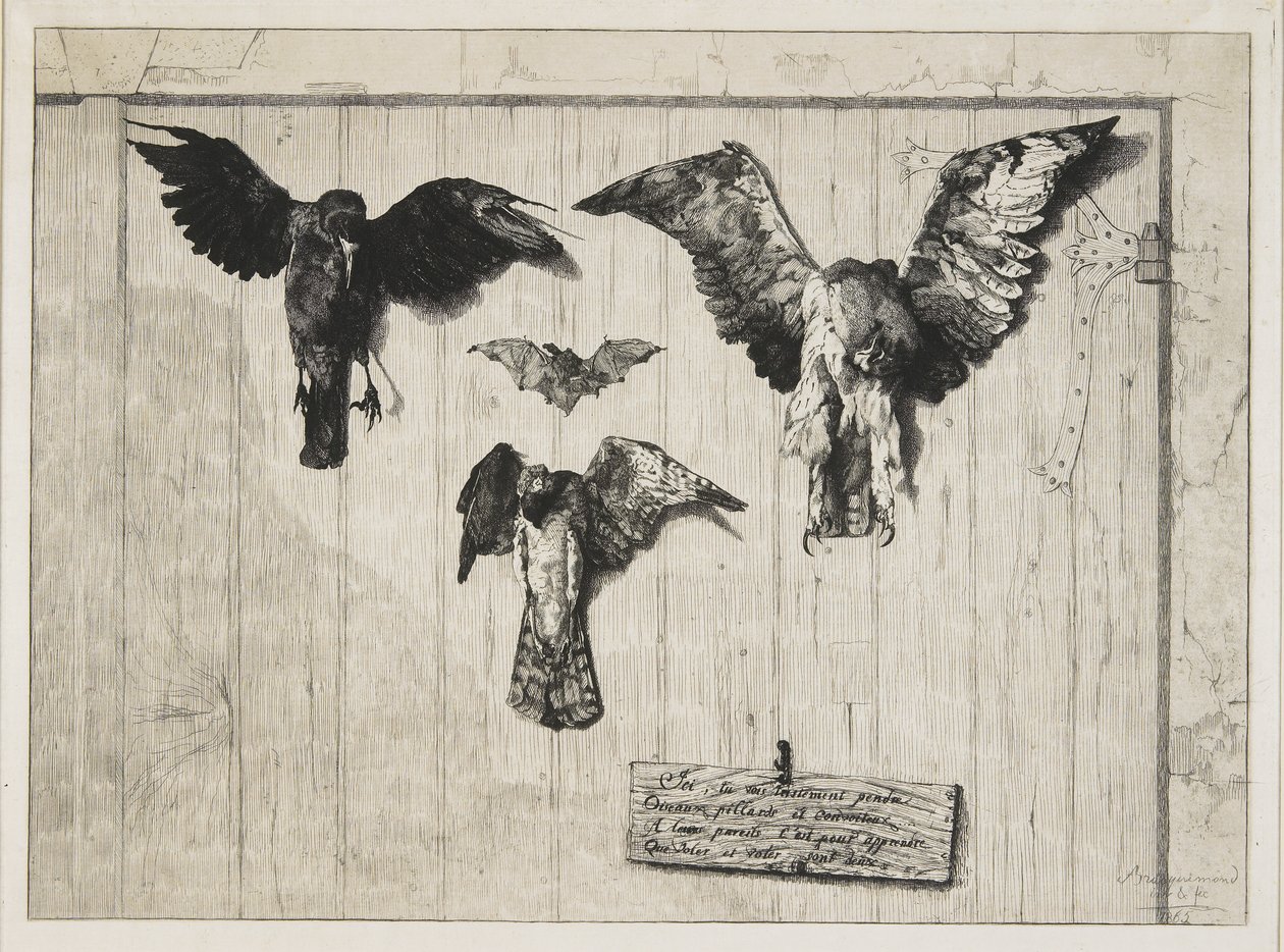 Der obere Teil eines Türpaneels, 1852-1865 von Felix Bracquemond