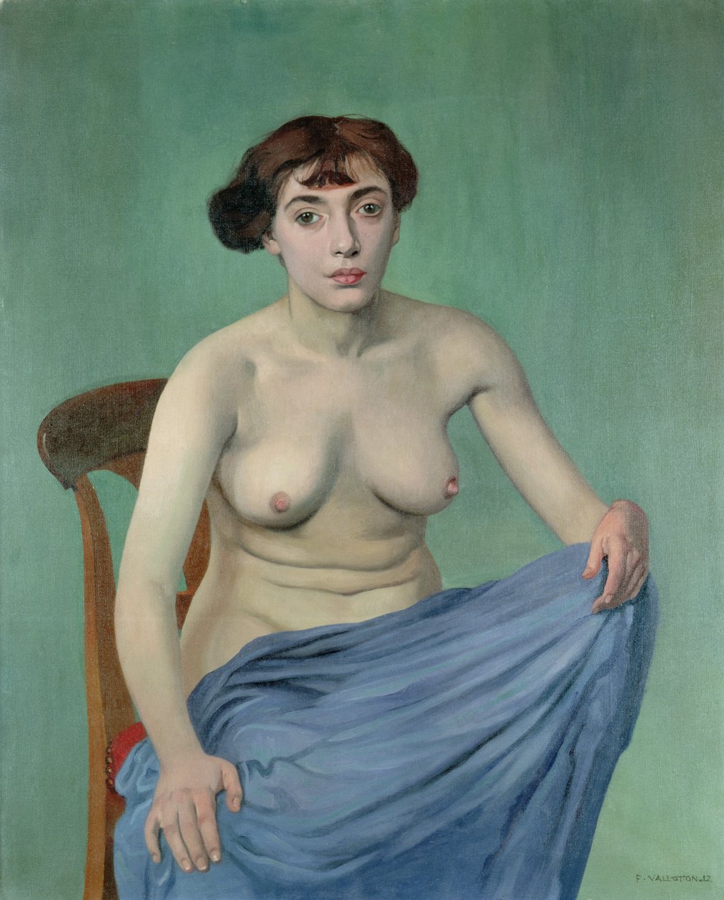 Akt in blauem Stoff von Felix Edouard Vallotton