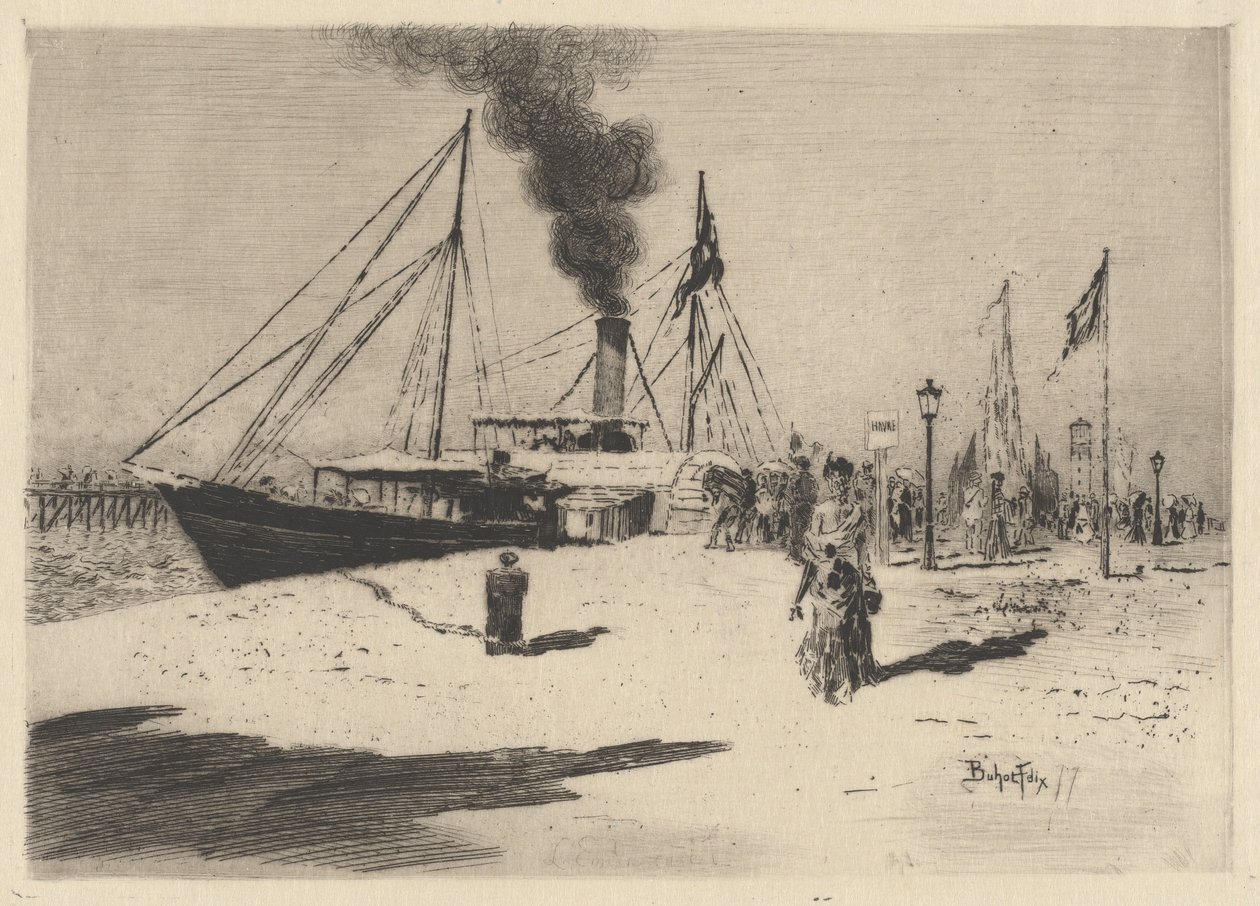 Embarcadere à Trouville, 1877 von Felix Hilaire Buhot