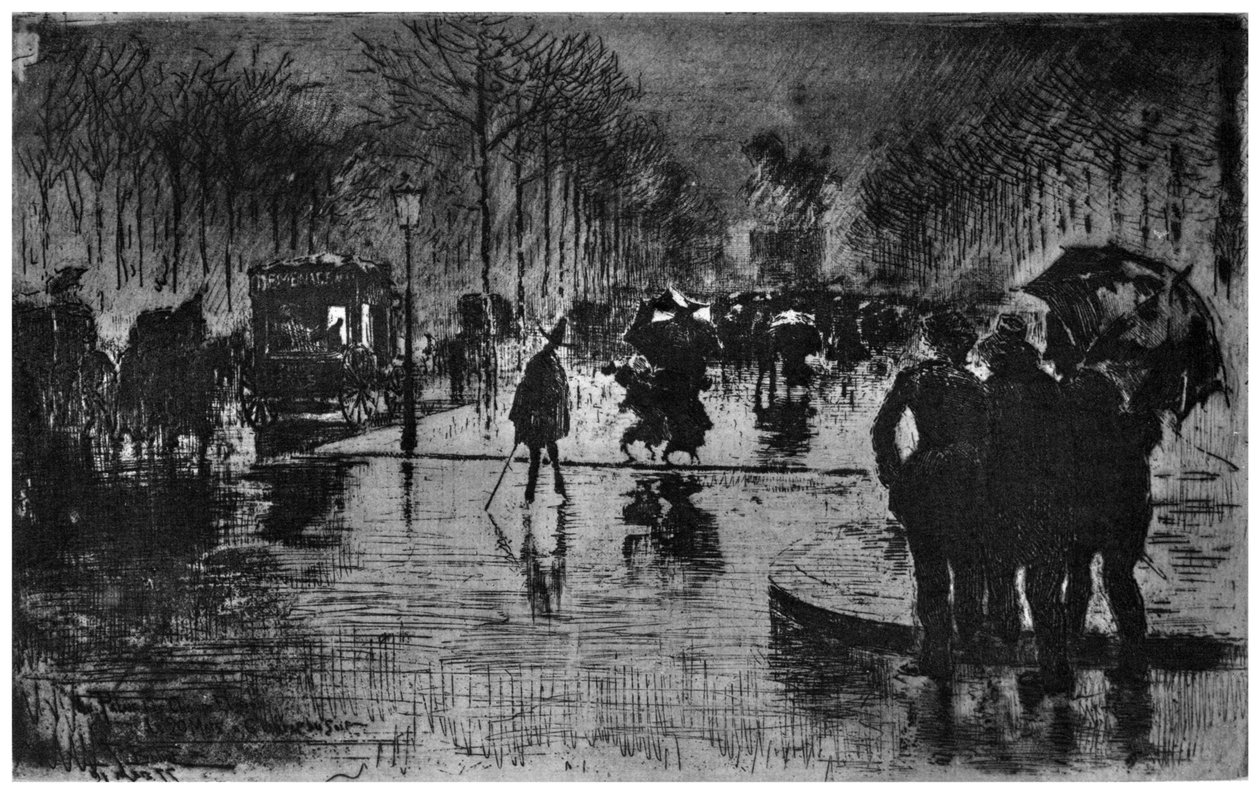Retour des Champs-Elysées, um 1870-1900 1924 von Felix Hilaire Buhot