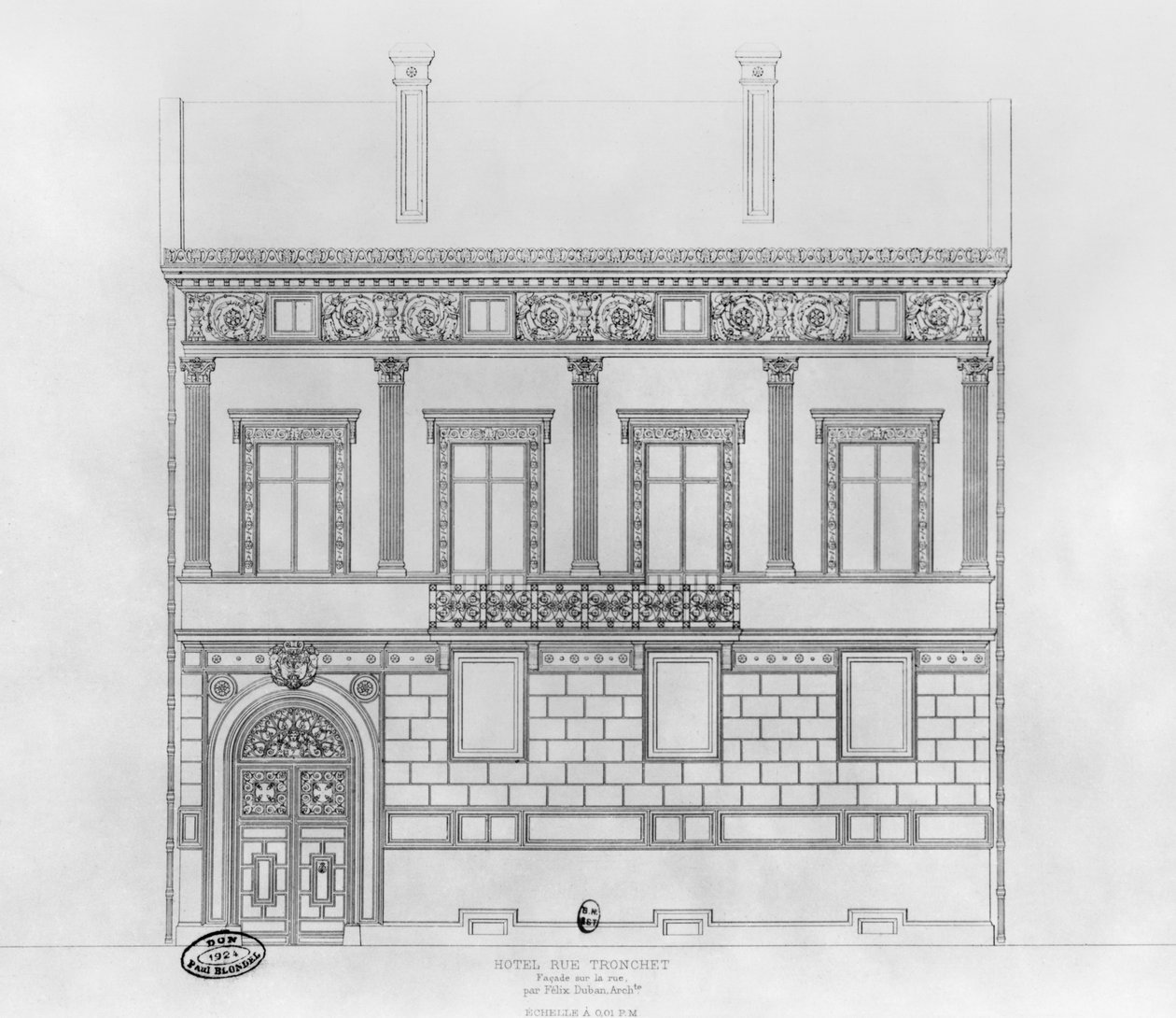 Hotel de Pourtales, Fassade, 1850 von Felix Louis Jacques Duban