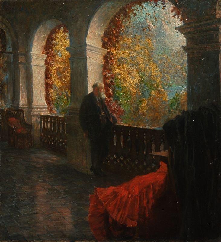 Der Chirurg Theodor Billroth auf seiner Terrasse in Sankt Gilgen von Ferdinand Dorsch