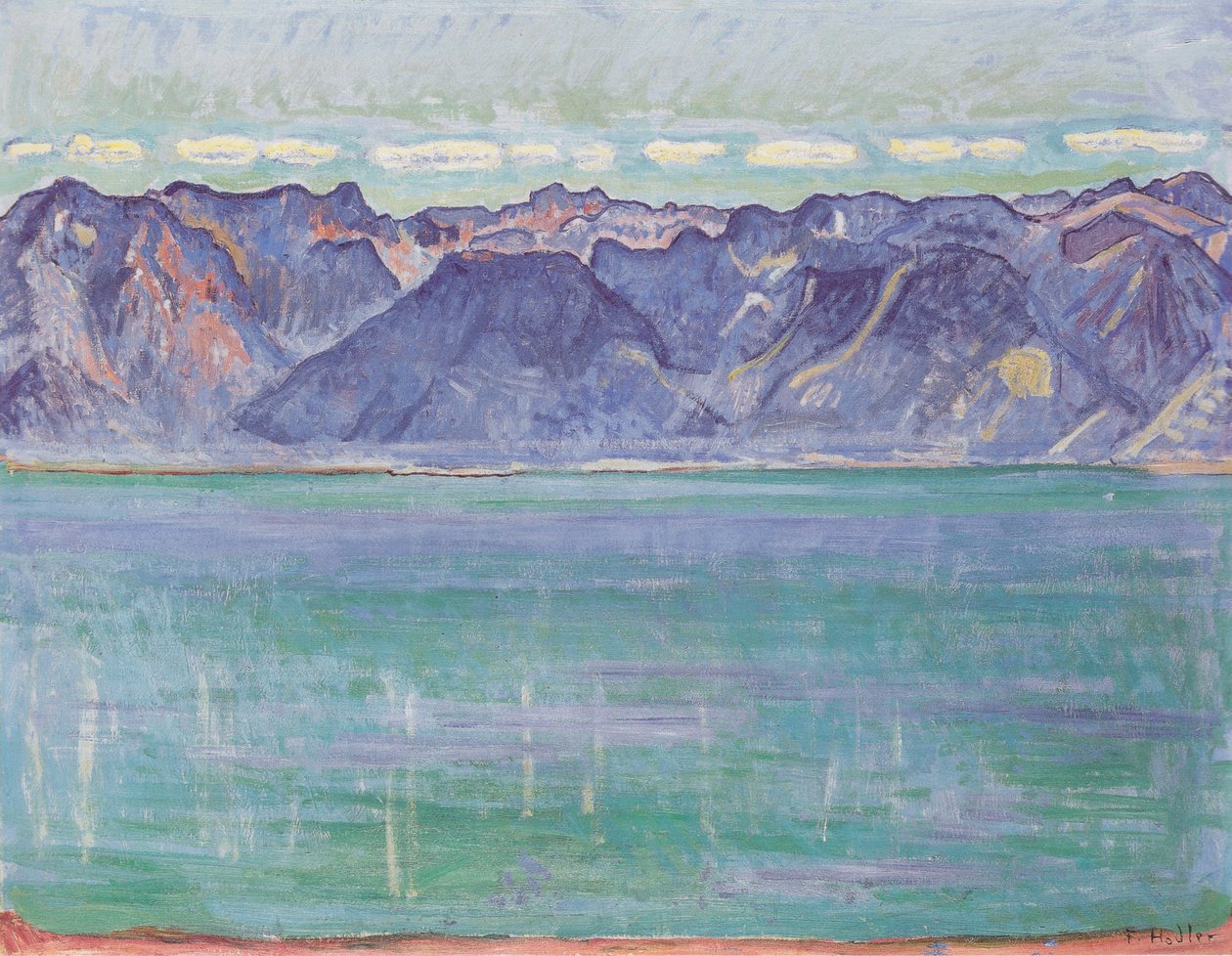Genfersee mit Blick auf die Savoyerberge von Ferdinand Hodler