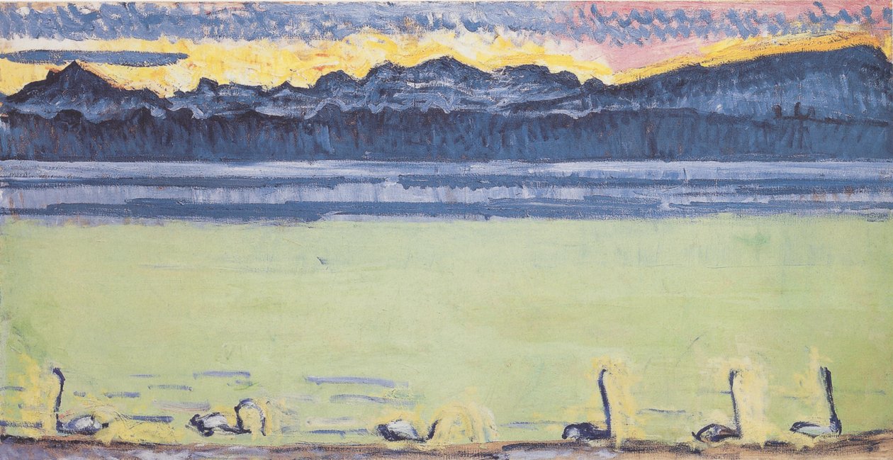Genfersee mit Mont-Blanc in der Morgendämmerung von Ferdinand Hodler