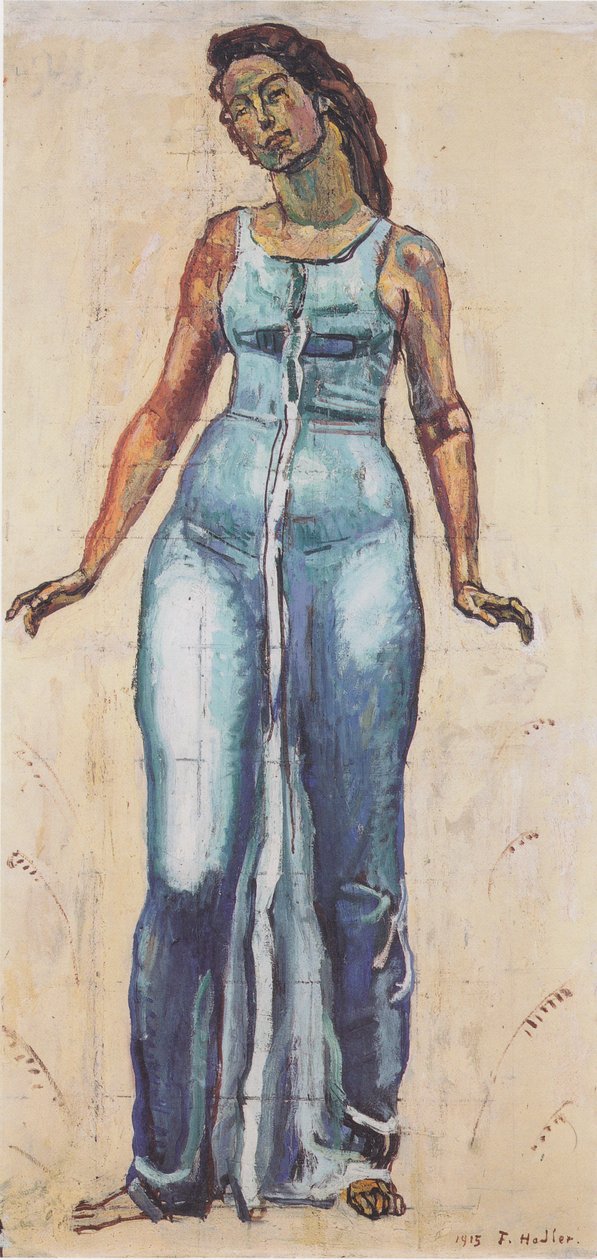 Stehende Frauenfigur in blauem Gewand von Ferdinand Hodler