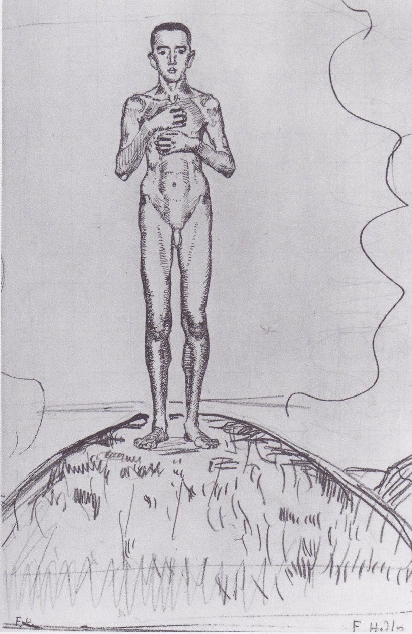 Junger Mann auf einem Hügel stehend von Ferdinand Hodler