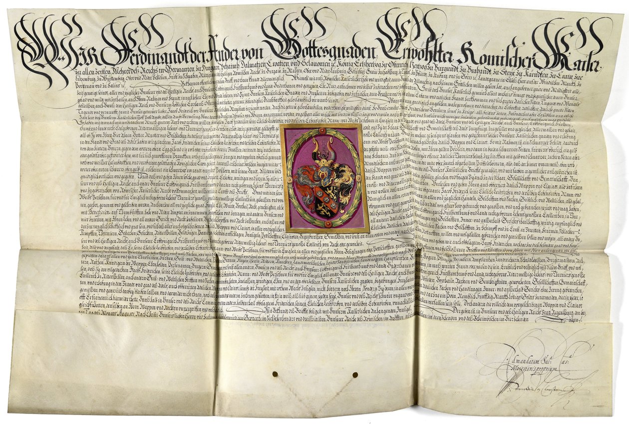 Adelsdiplom Jacob von Fridrich 1630 von Ferdinand II.
