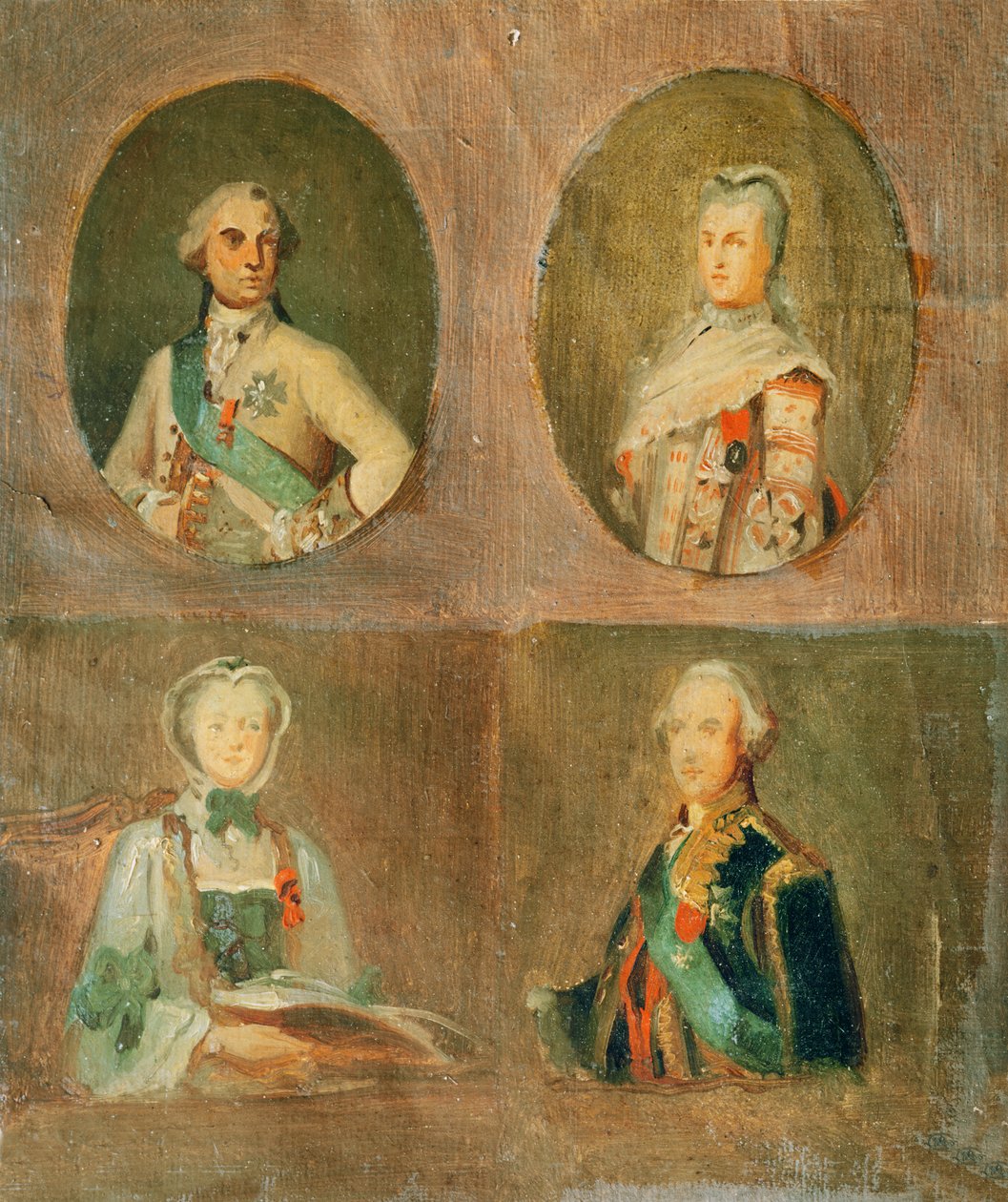 Vier Studien nach französischen Porträts des 18. Jahrhunderts von Ferdinand Victor Eugene Delacroix
