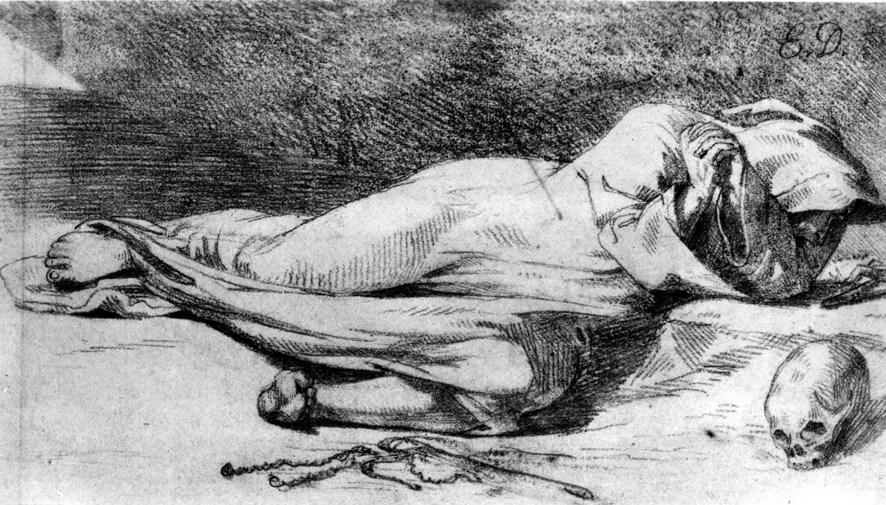 Mönch im Gebet von Ferdinand Victor Eugene Delacroix