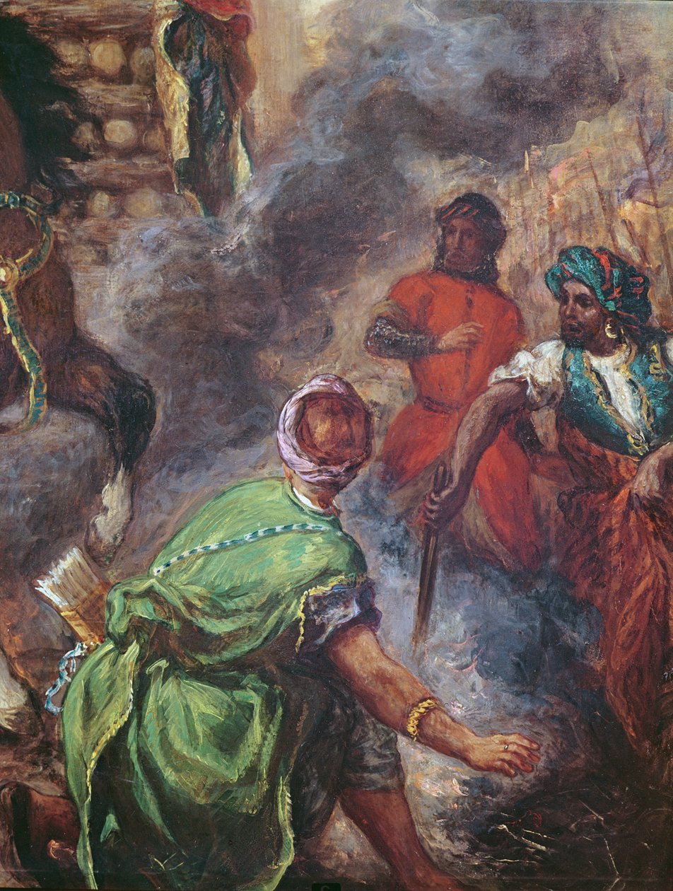 Olinda und Sophronia auf dem Scheiterhaufen (Detail) von Ferdinand Victor Eugene Delacroix