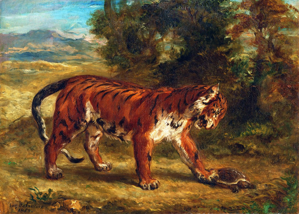 Tiger mit Schildkröte von Ferdinand Victor Eugene Delacroix