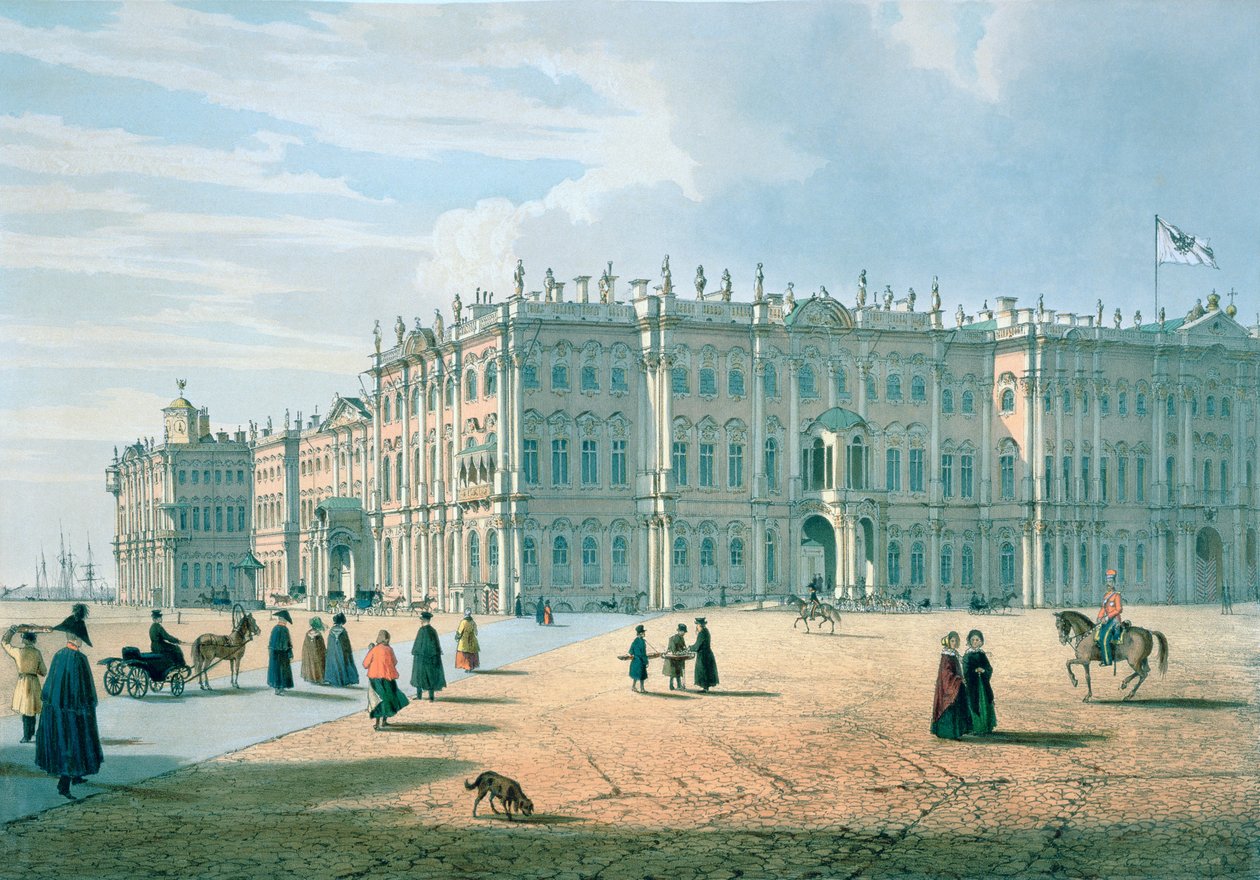 Der Winterpalast vom Palastdurchgang aus gesehen, St. Petersburg, ca. 1840 von Ferdinand Victor Perrot