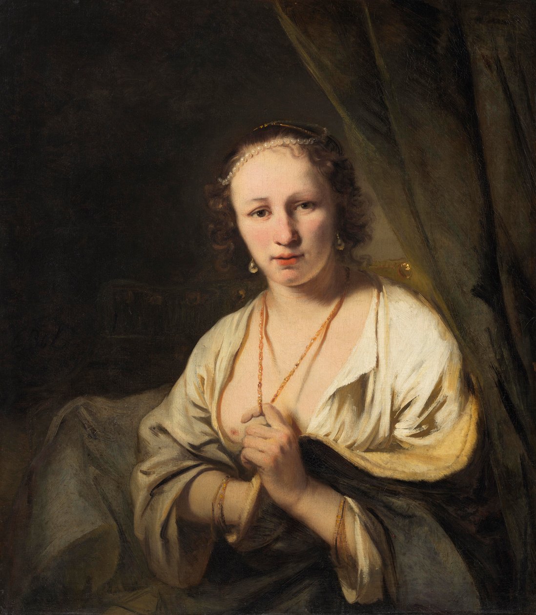 Frau mit Perlen im Haar, ca. 1653 von Ferdinand Bol