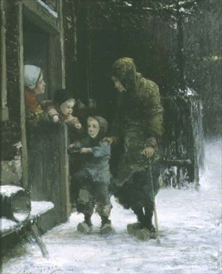 Alte Frau und junger Junge betteln von Ferdinand Carl Sierich