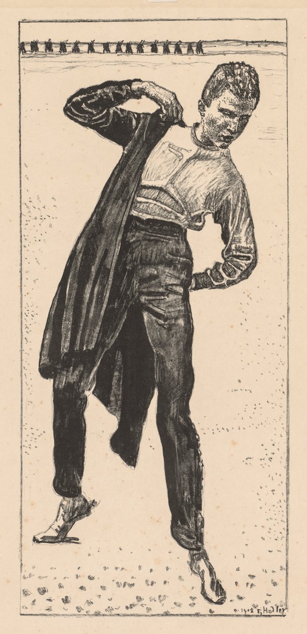 Student, der seinen Mantel anzieht von Ferdinand Hodler