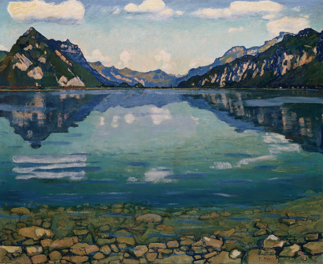 Thunersee mit Spiegelung, 1904 von Ferdinand Hodler