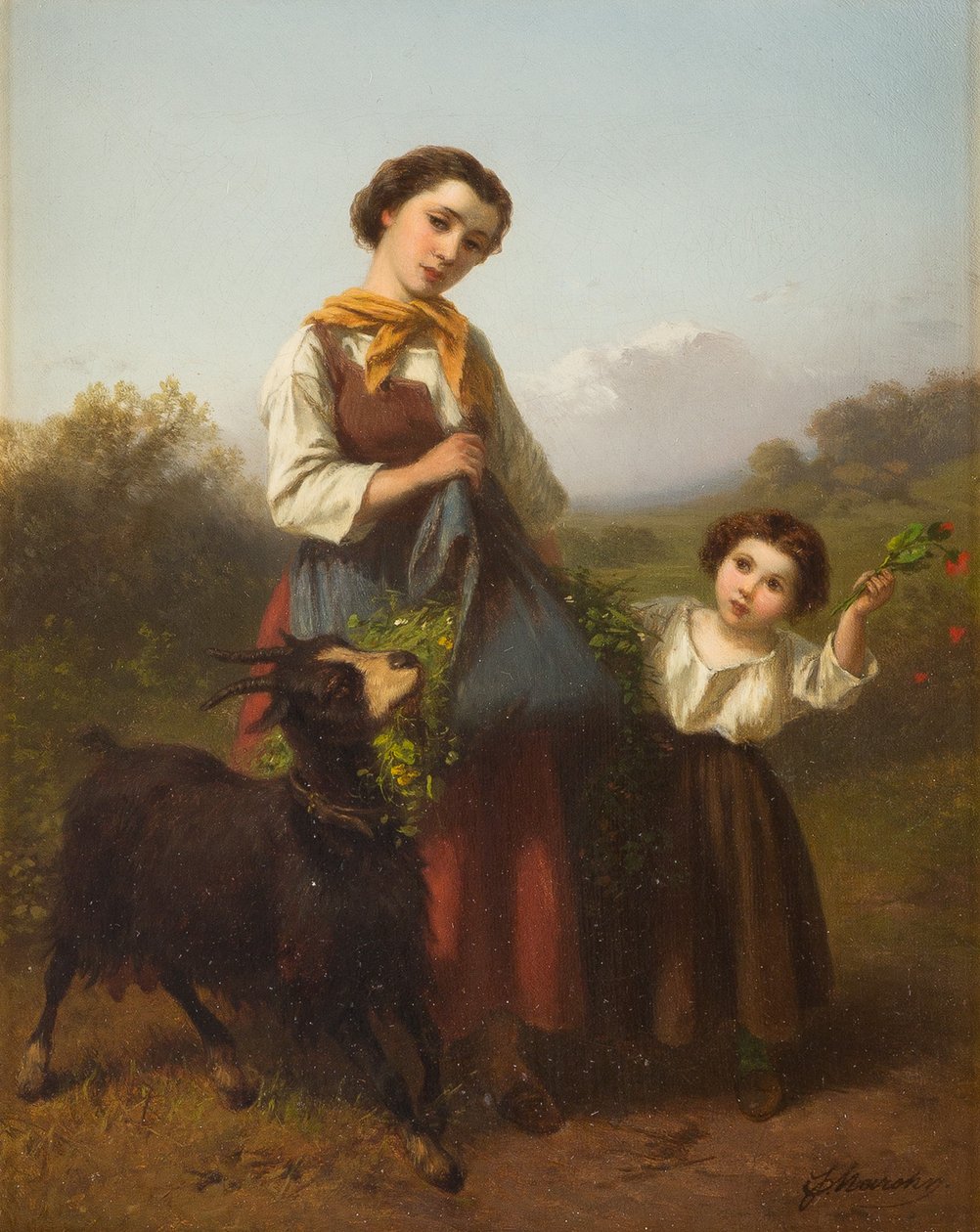 Ferdinand Marohn Junge Hirtin mit Kind von Ferdinand Marohn