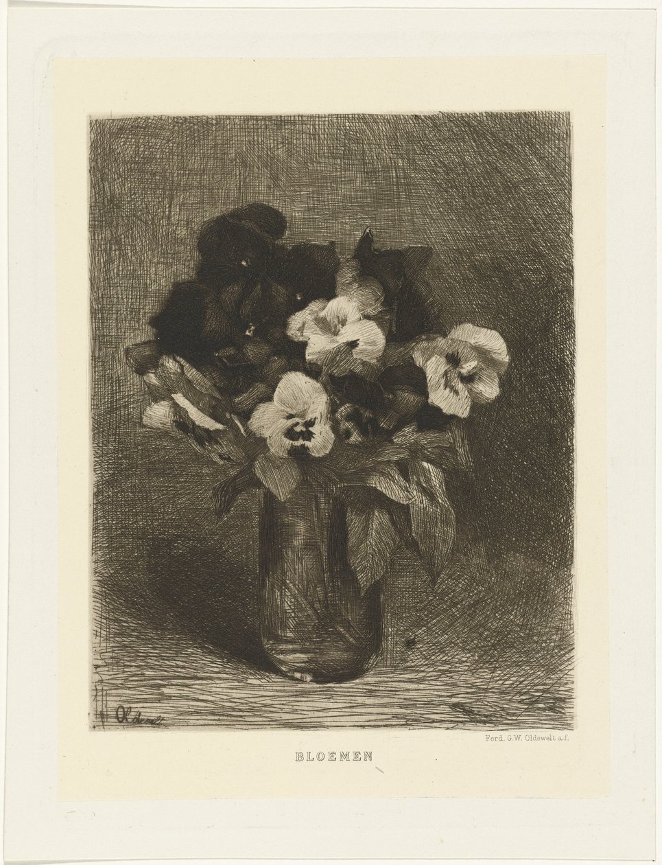 Veilchen in einer Vase von Ferdinand Oldewelt