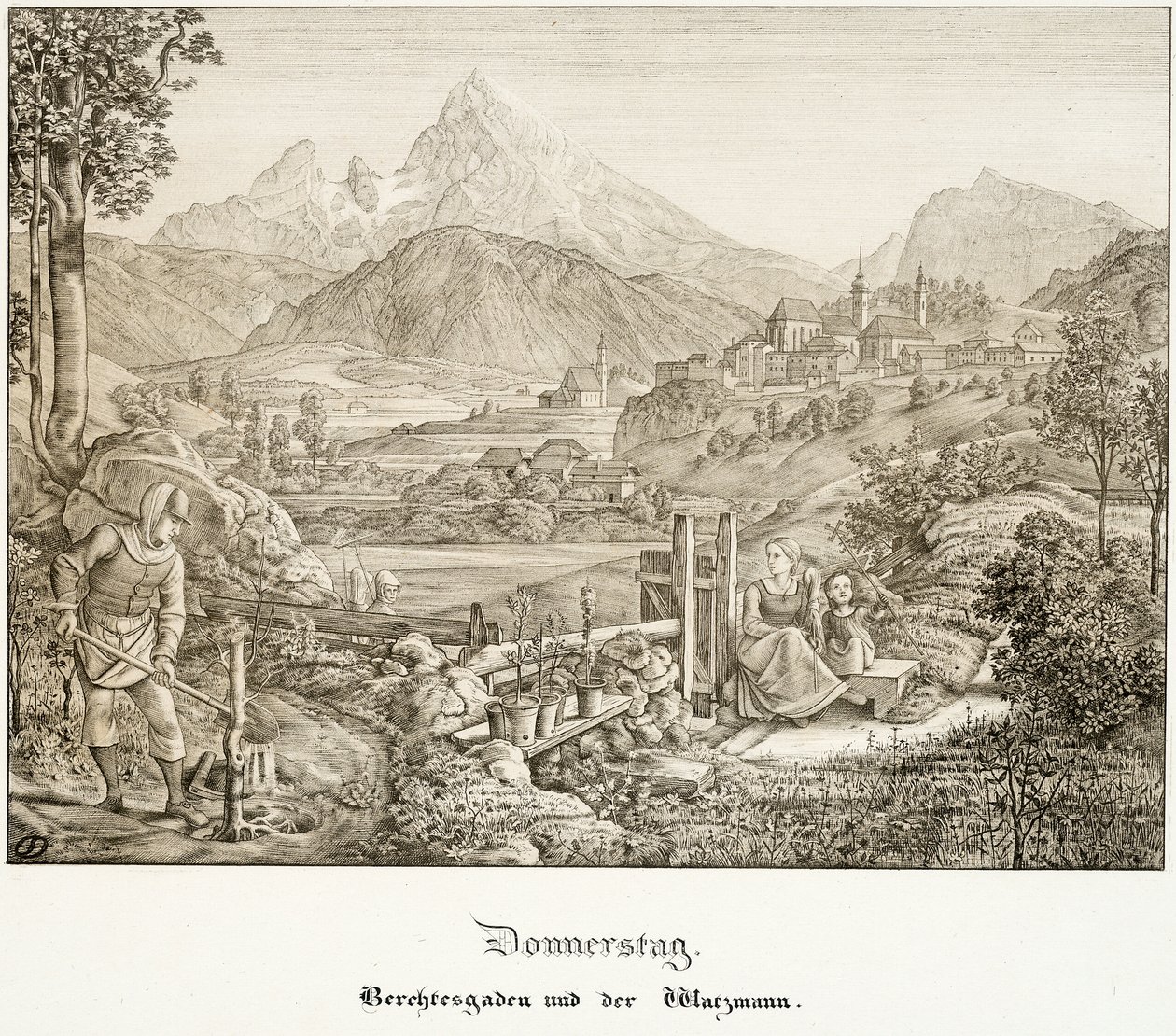 Donnerstag: Berchtesgaden und der Watzmann von Ferdinand Olivier