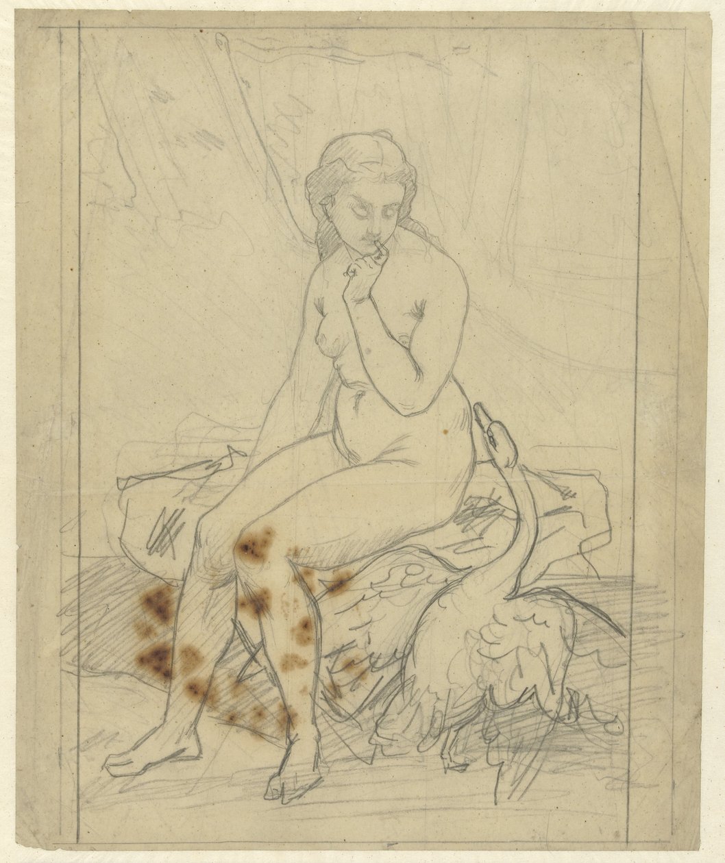 Sitzende Leda mit dem Schwan von Ferdinand Roybet