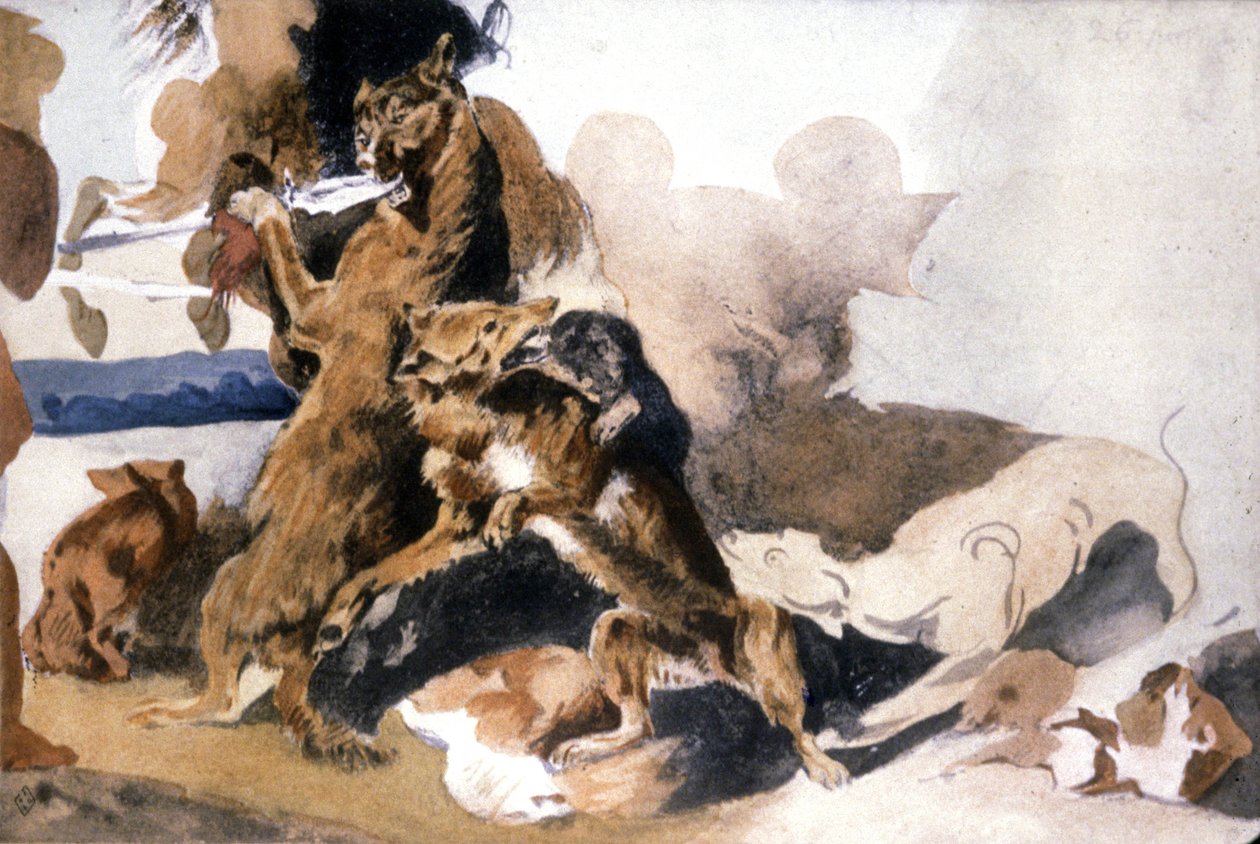 Wölfe von Ferdinand Victor Eugene (after) Delacroix