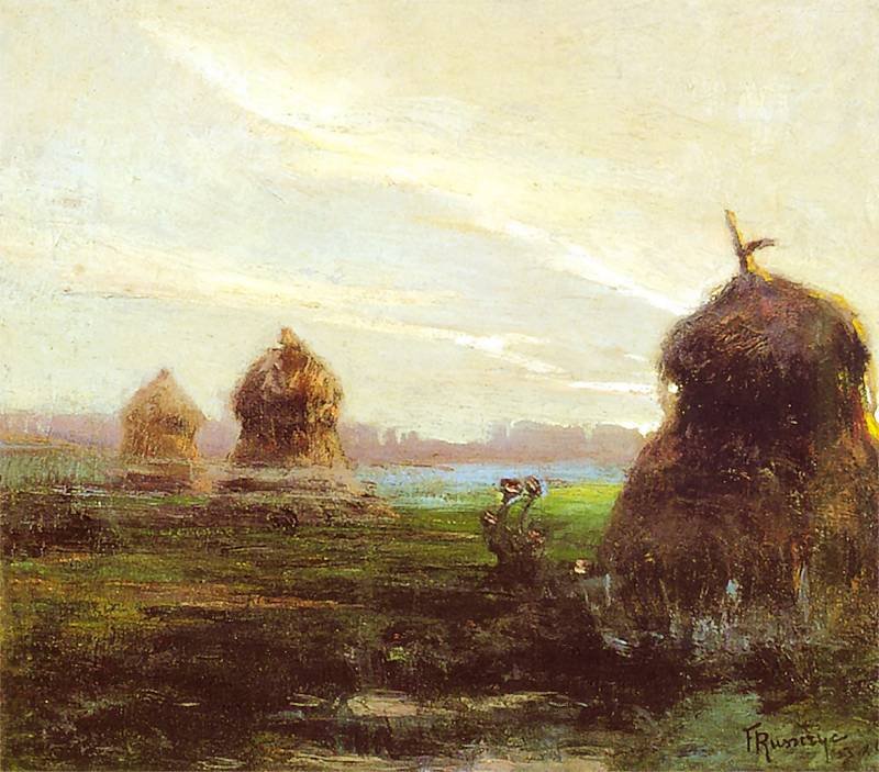 Landschaft mit Heuhaufen von Ferdynand Ruszczyc
