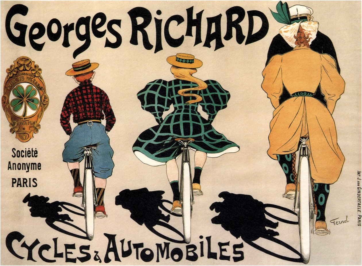 Fahrräder und Autos Georges Richard, 1896 von Fernand Fernel
