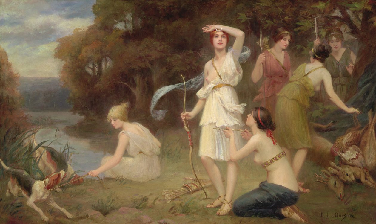 Diana und ihre Jagdmädchen von Fernand Le Quesne