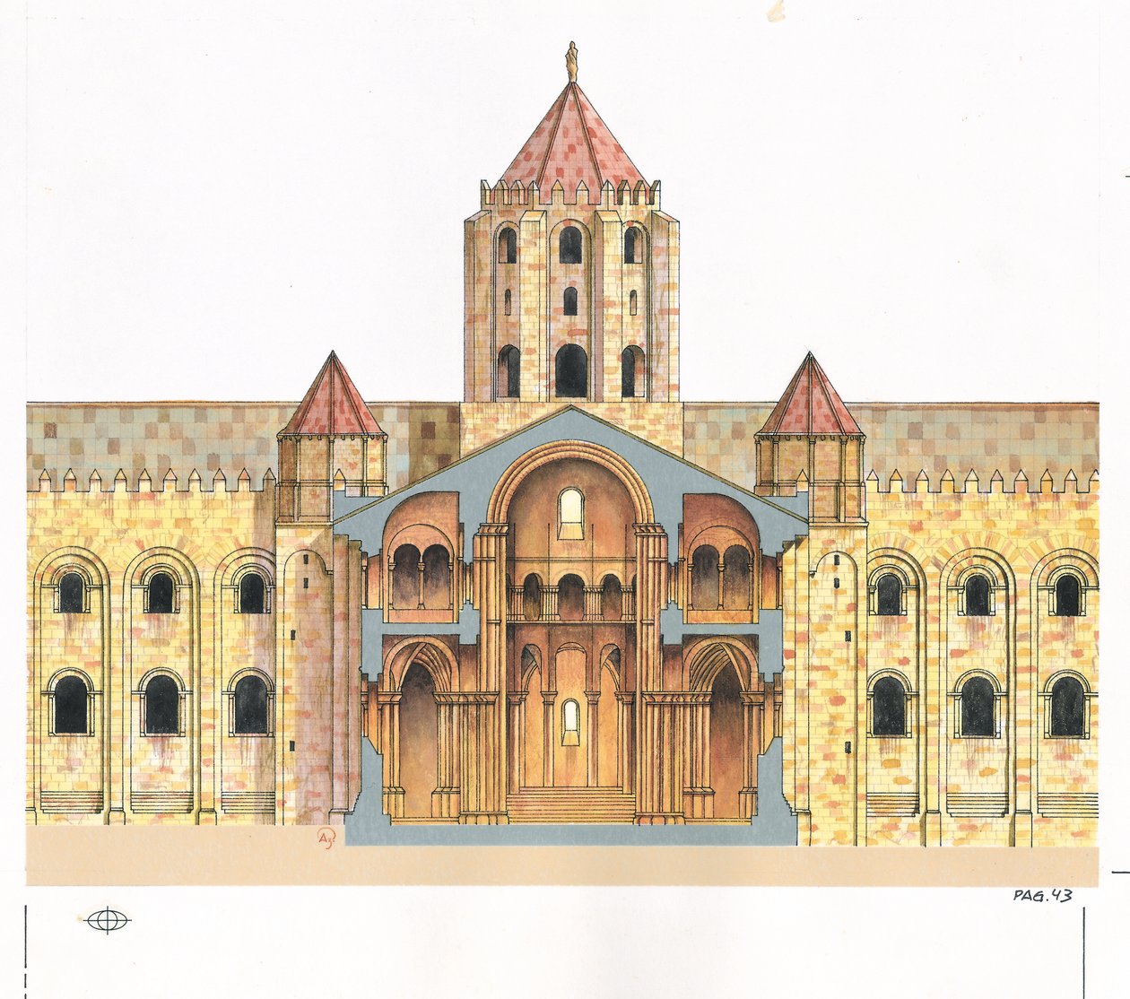 Santiago de Compostela Romanische Kathedrale. Querschnitt. Spanien von Fernando Aznar Cenamor
