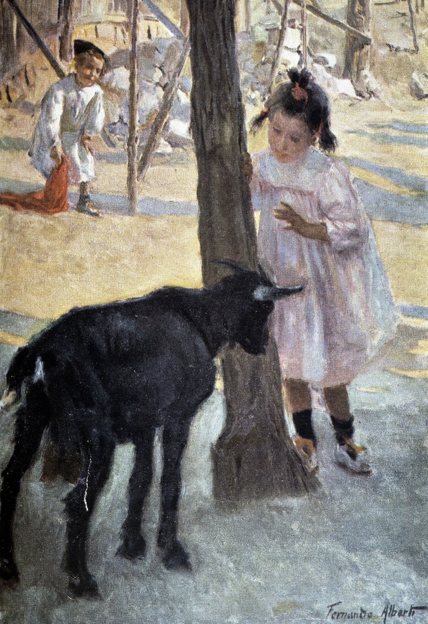 Mädchen und Ziege von Fernando Alberto