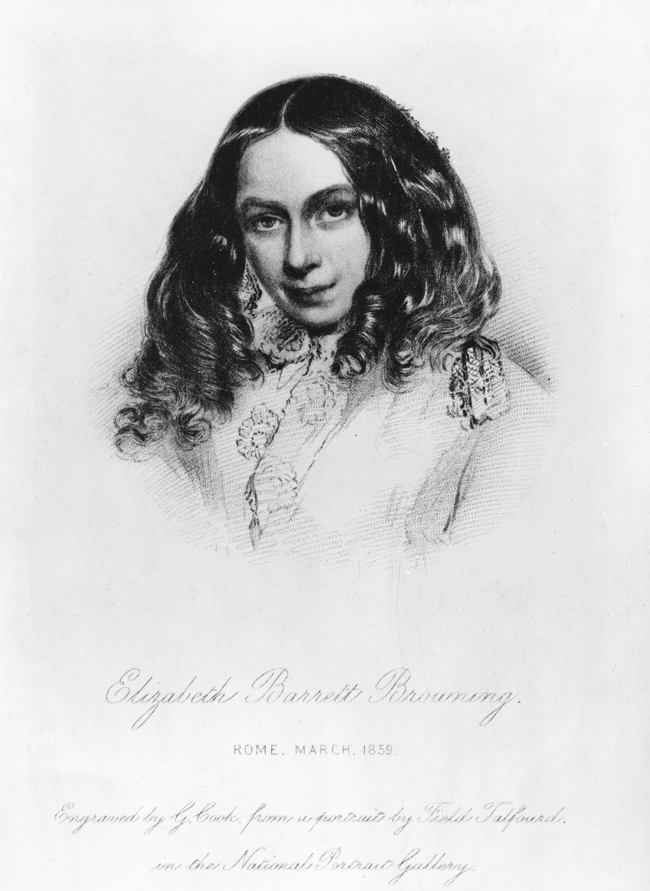 Porträt von Elizabeth Barrett Browning (1806-61) im Jahr 1859, graviert von G. Cook von Field Talfourd