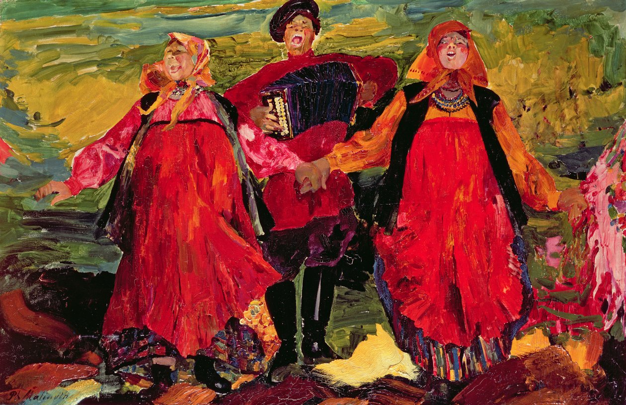 Russische Bauern singen von Filipp Andreevic Maljavin