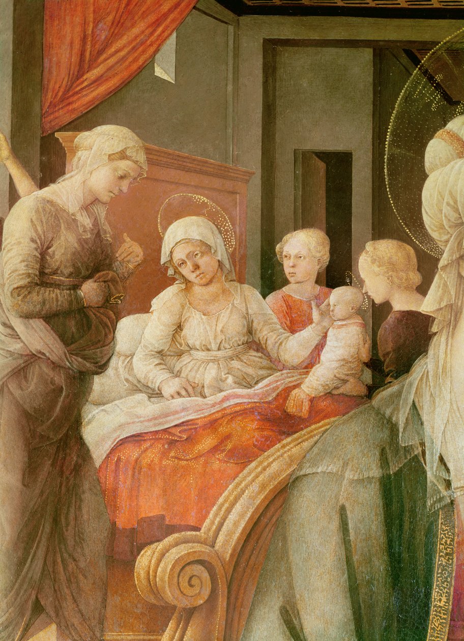 Tondo Bartolini, Madonna und Kind (Geschichte von Maria), (Detail) von Filippino Lippi